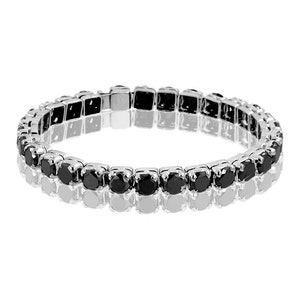 Black Diamond Tennis Bracelet with 925 Sterling Silver, Round Brilliant Cut, Great Sparkle Unisex