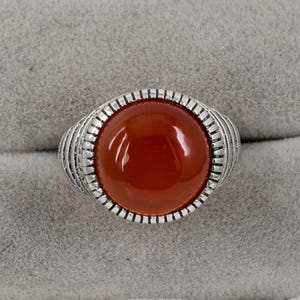 Karneol Edelsteinring in 925er Silber | 7,5g | Größe 9 | Natürlicher roter Stein Ring | Handgemachte Statement Schmuck