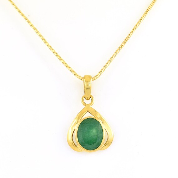 Certified Emerald Gemstone Pendant in Panchdhatu Metals | Etsy