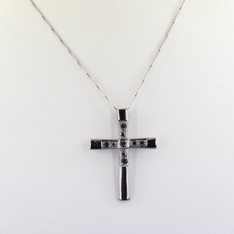 Birthday Gift-Free Chain Black Diamond Cross Pendant In Black Gold,Anniversary Gift,Gift for Wife