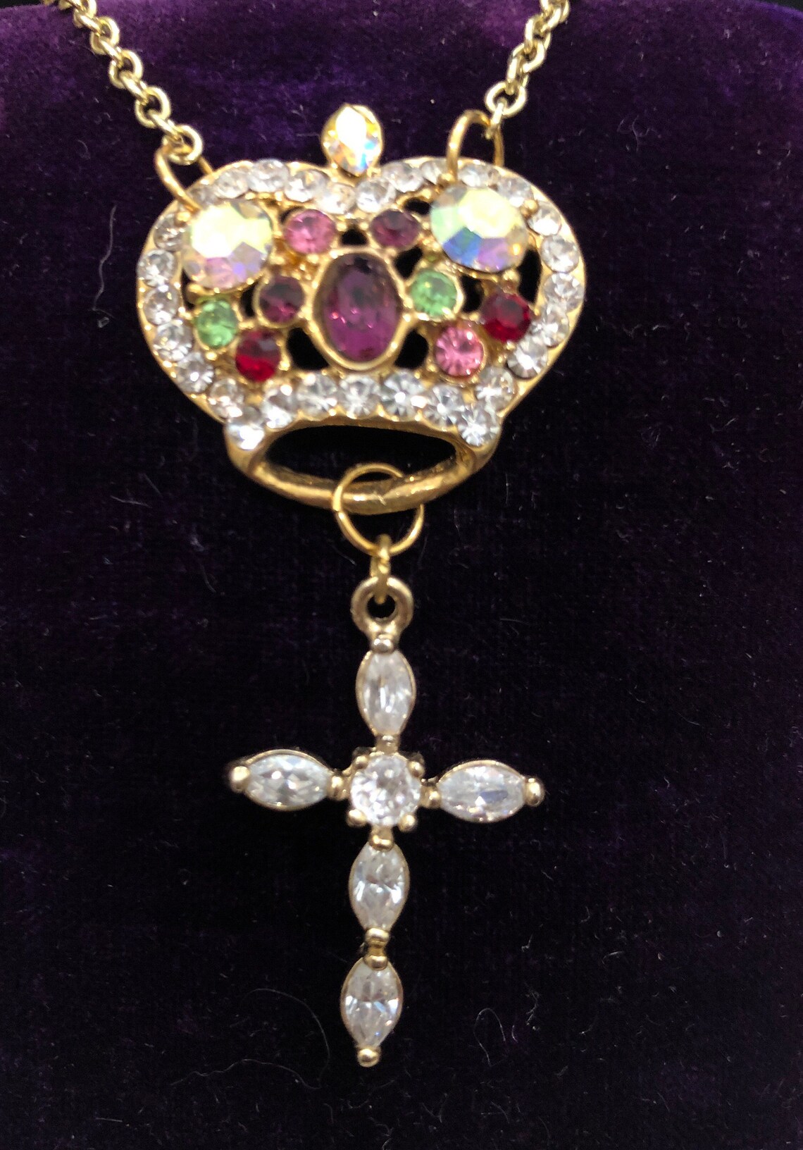 Daughter of the King /rhinestone Cross and Crown necklace/ Etsy