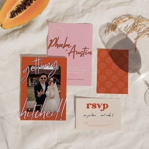 Colorful Wedding Invite, Retro Wedding Invitation, Bright Wedding Invitations, Unique Wedding Invite, Groovy Wedding Invite, Simple Wedding