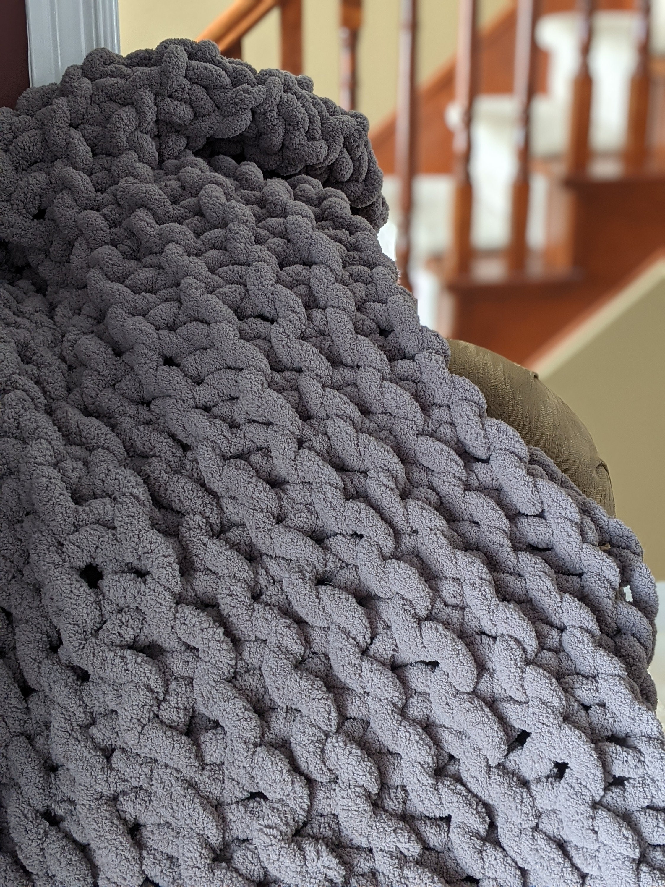 Chunky Weighted Knit Blanket Grey Chunky Knit Blanket Throw | Etsy