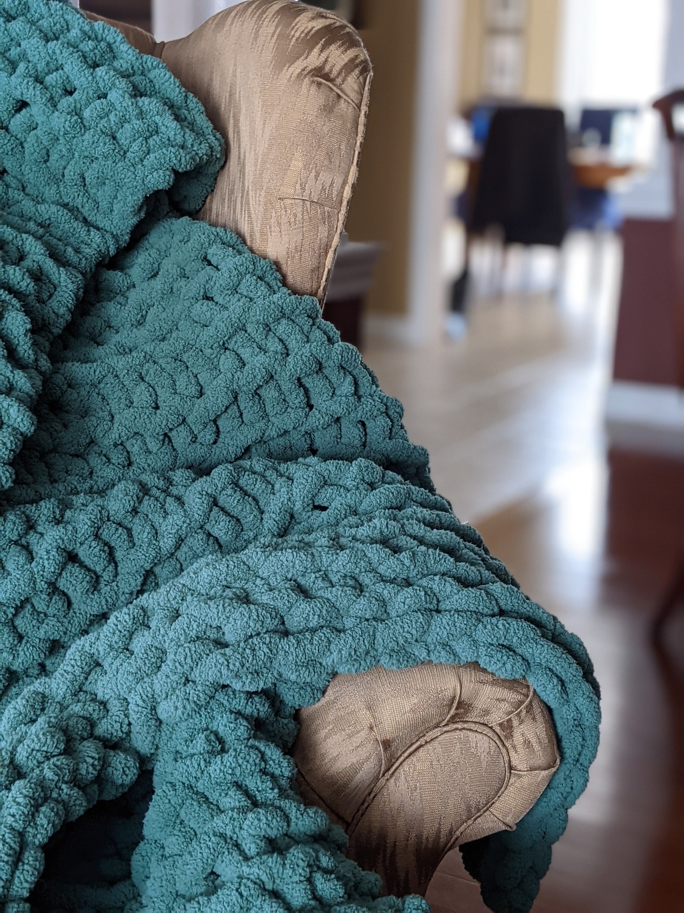Chunky Weighted Knit Blanket Green Chunky Knit Blanket Throw Etsy