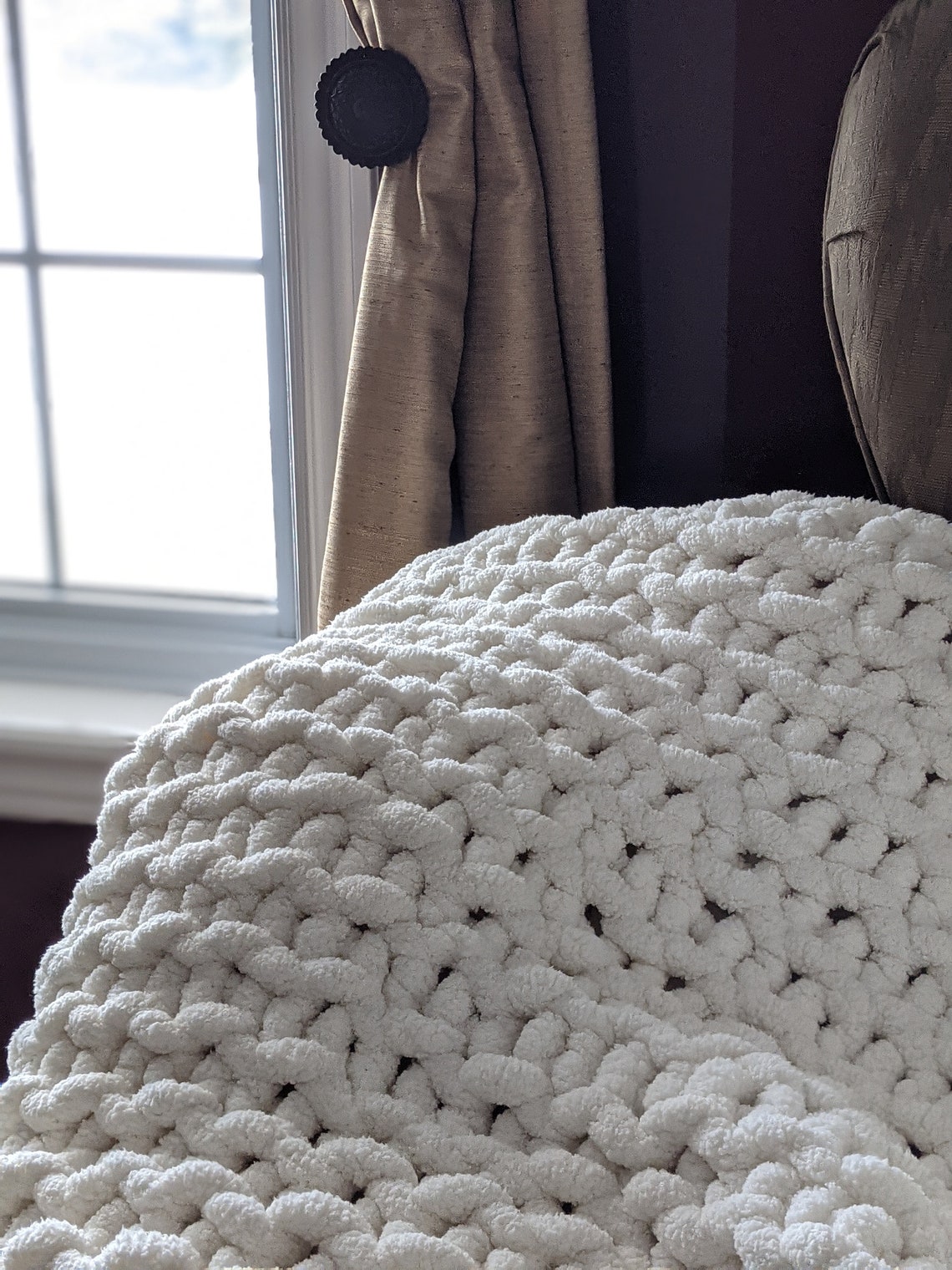 Chunky Weighted Knit Blanket White Chunky Knit Blanket Throw | Etsy