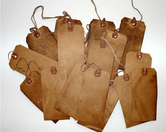 25-4.75"x2 3/8" Large Grungy Vintage Primitive Hang Tags For Scrapbooking Gifts