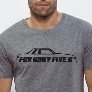 Mustang COUPE Fox lichaam 5.0 L retro grafische t-shirt TRUNK V8 SHELBY nieuw