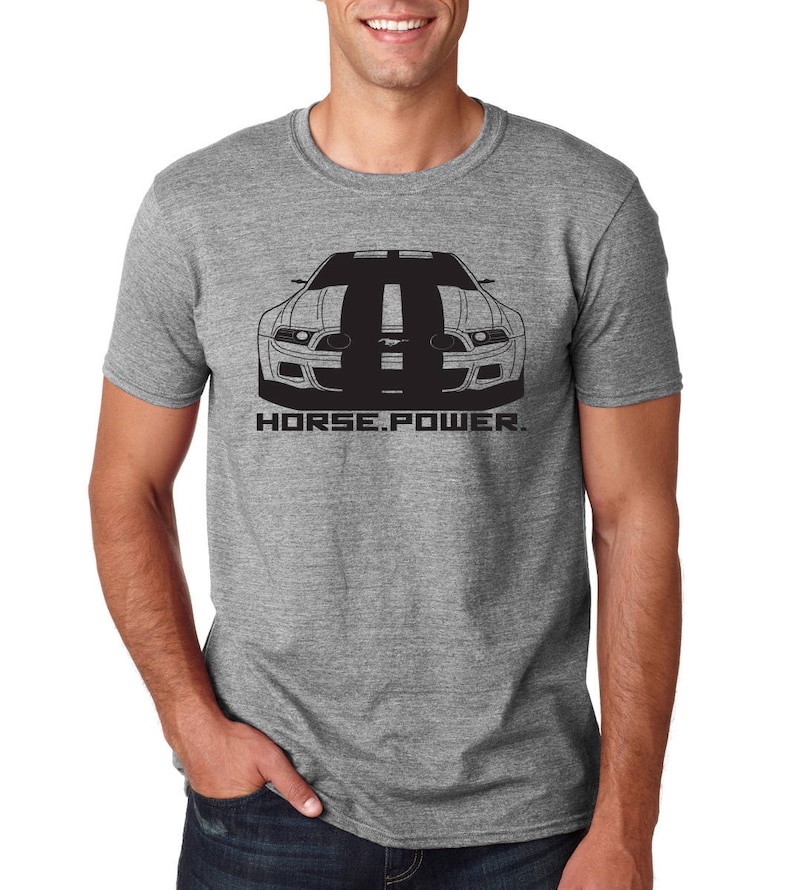 HORSEPOWER MUSTANG Tshirt Grey Green Etsy