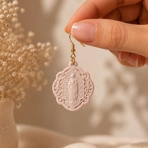 Ave Maria polymer clay earrings