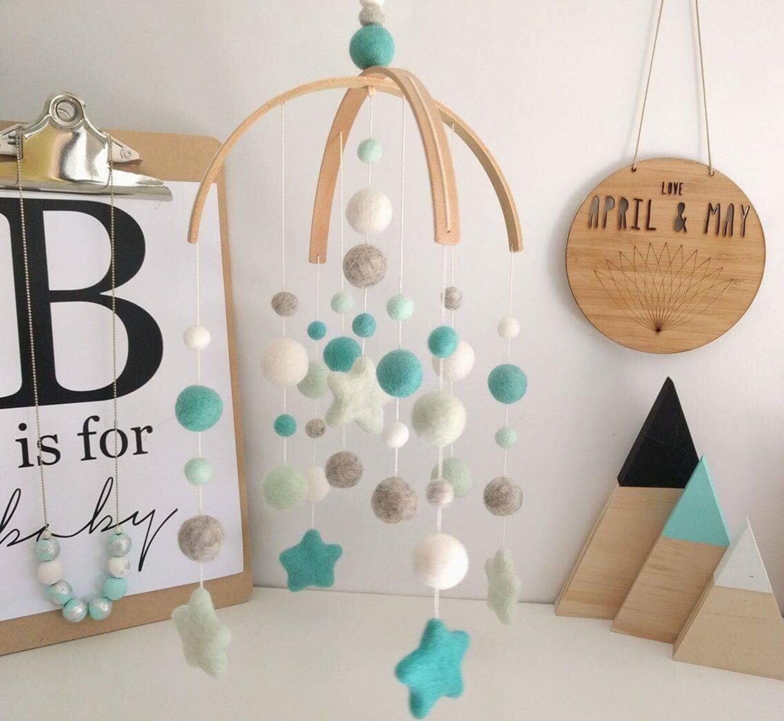 Felt baby mobile standard style with felt stars crib mobile Etsy