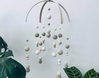 Felt baby mobile | Gender neutral baby | Deluxe double arch style crib mobile | baby shower | nursery decor | light olive, sand, cream