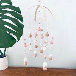 In stock | Felt baby mobile | baby girl | Deluxe crib mobile | baby shower | nursery decor | pale pink, peach, white & rose gold