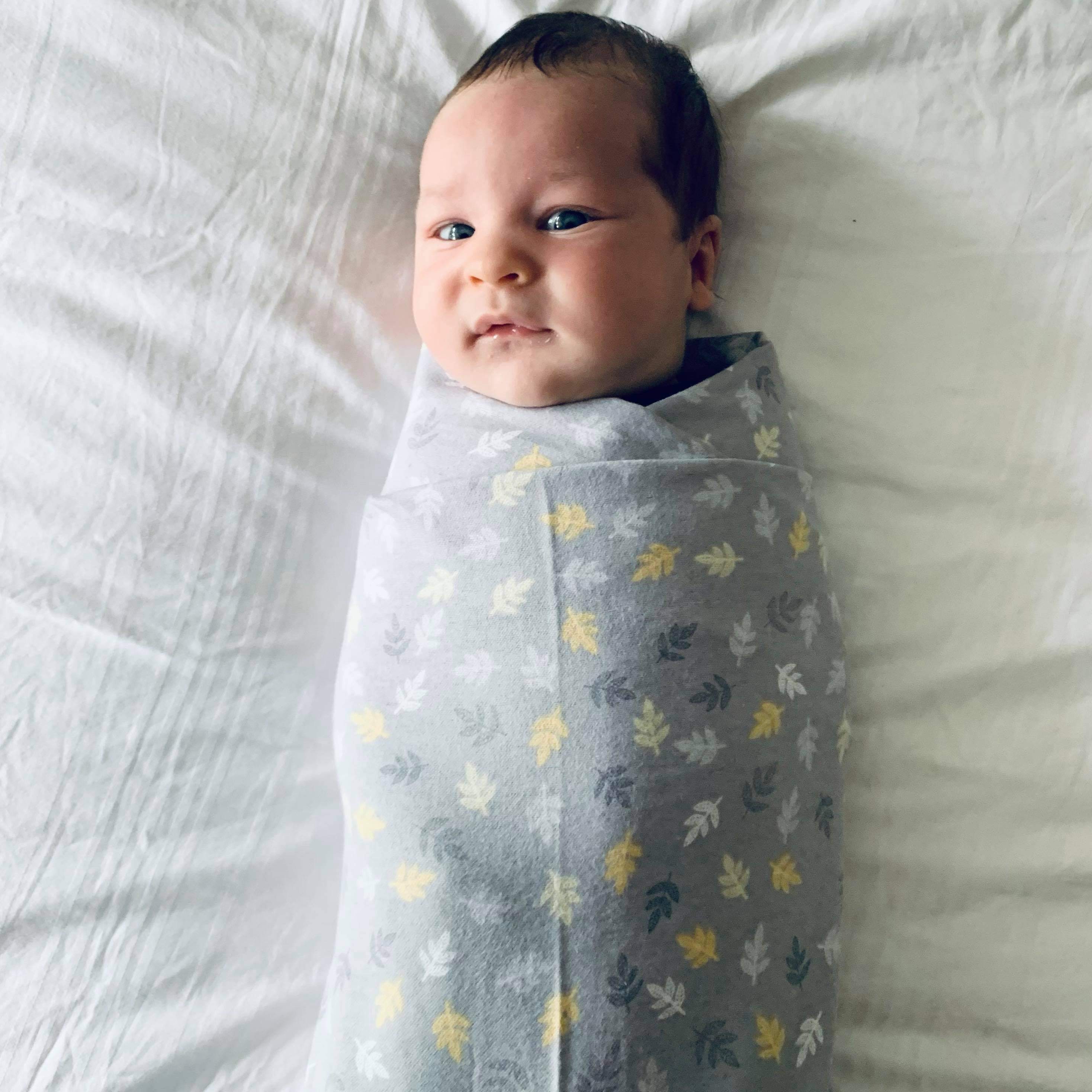 Baby Swaddle Flannelette Baby Wrap GREY LEAF Print 110cm Etsy UK
