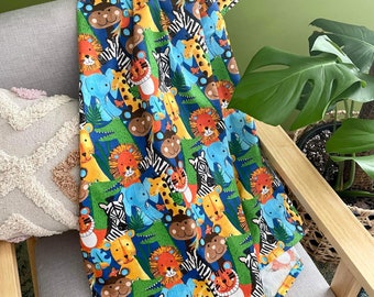 Wickeltuch | Flanell Baby Wrap | Dschungel Tier Safari | 105cm x 105cm ca groß | Babydecke | Babyparty | neues Babygeschenk