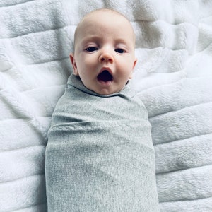 Baby swaddle | stretch jersey baby wrap | Grey marle fabric | huge 150cm x 110cm approx in size | baby blanket | baby shower | new baby