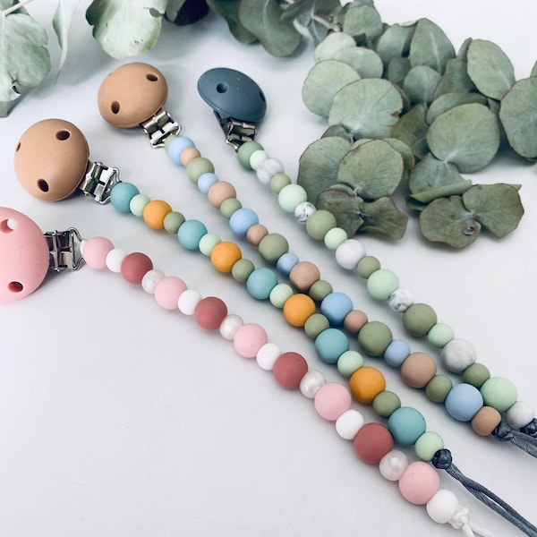 Dummy chain | pacifier clip | soother holder- silicone, lots of colours | baby boy, baby girl, gender neutral | safety standards certified