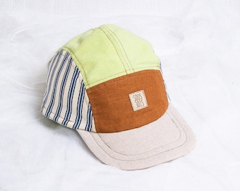 The PASTEL POP // Handmade & Upcycled Hat for adults or kids \\Recycled 5panels hat, summer striped cap made in Montreal by Sous-Bois