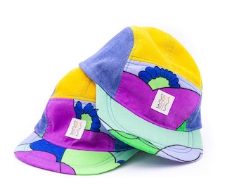 La FRUITY-FRUITY // Casquette surcyclée écologique pour enfant \\ Couvre-chef, chapeau, bonnet faitmain et recyclée 5panels à Montréal