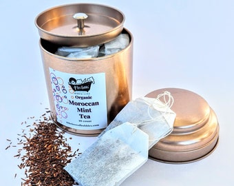 Organic Tea Blends in beautiful Tea Tins Green Mint Tea Elderberry Hibiscus Turmeric Spice Tea