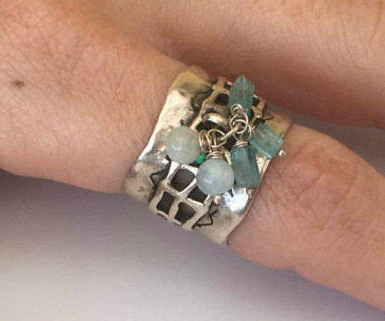 Blue opal silver Ring,