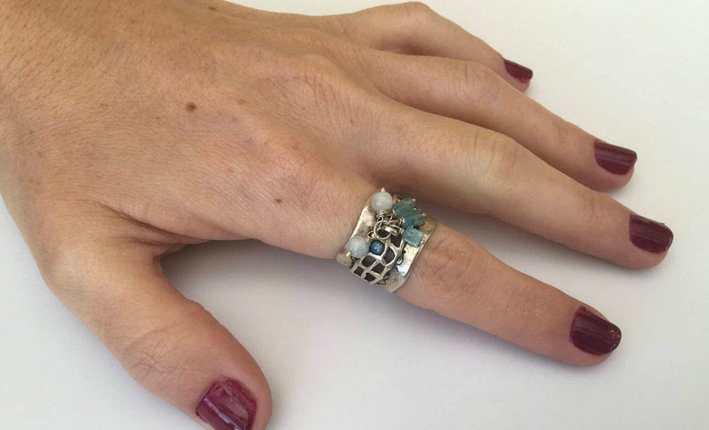 Blue opal silver Ring,