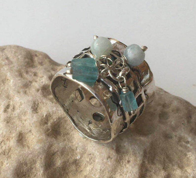 Blue opal silver Ring,