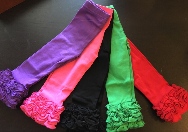 SALE on Final inventory of Ruffle Icing Leggings - Navy, Red, Purple, Green, Pink or Black- Will not be restocking