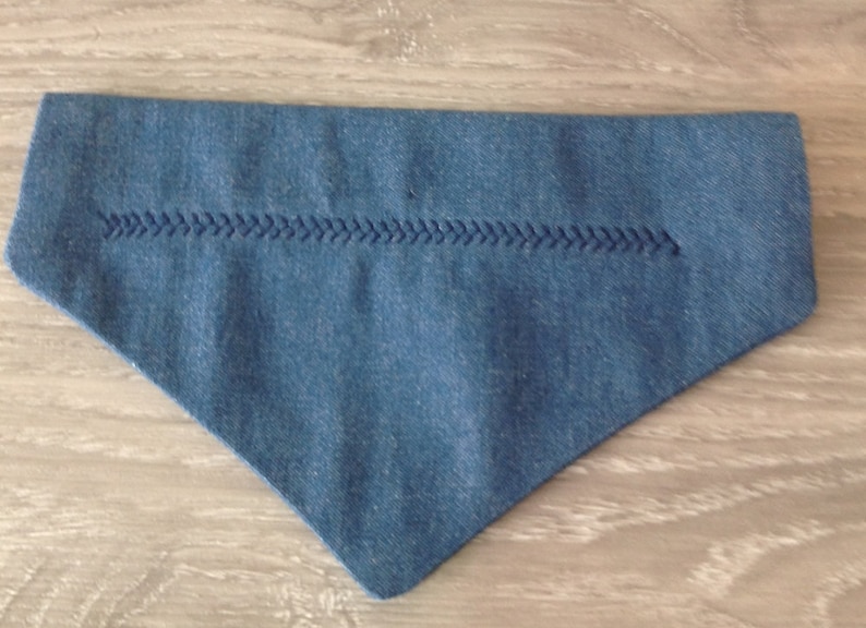 Cat or Puppy Bandana XSMALL in Blue Denim Dog in Over the Collar Design