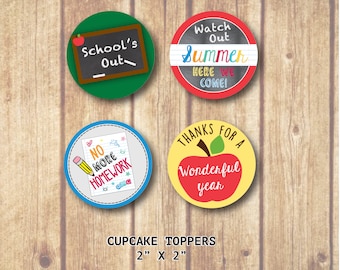 no more homework clipart End of School Cupcake Toppers, School's Out Chalkboard Cupcake Topper, No More Homework Toppers and Thanks for a Great Year