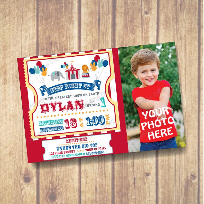 Under the Big Top Circus Invitation Fun and Bright 1st - Etsy