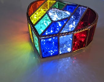 Stained Glass Rainbow Heart Box – Personalized - Handmade - 6"x6"x2"