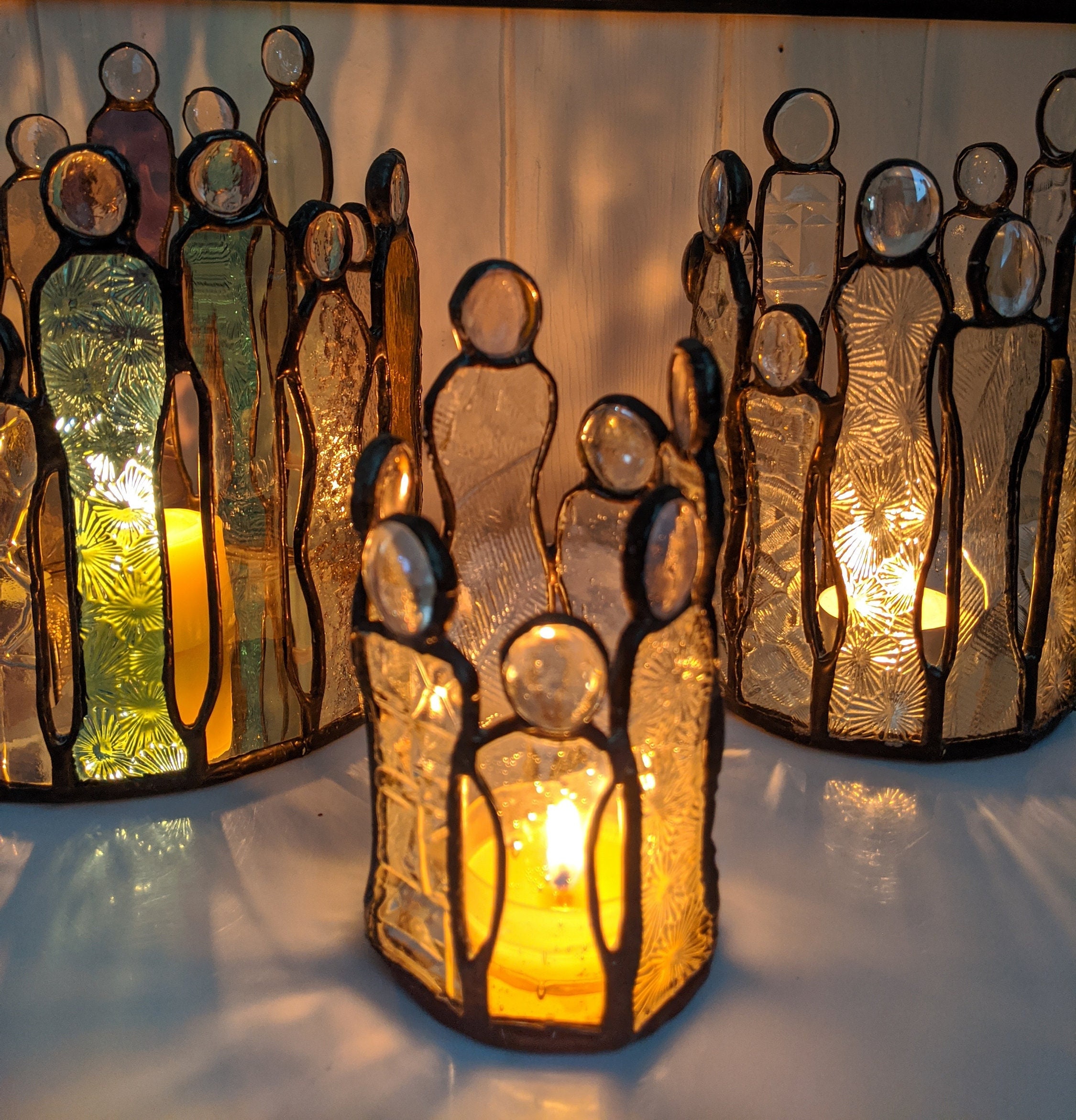 Stained Glass circle of Friends Candle Holders Etsy Canada