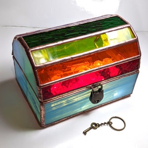 Trinket Or Jewelry Chest - Rainbow Stained Glass - Personalized!