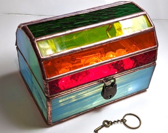 Trinket Or Jewelry Chest - Rainbow Stained Glass - Personalized!