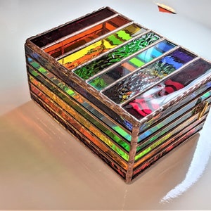 Glass Music Box - Made with Rainbow Antique Stained Glass  - Song Choices - Personalized 5&quot;x7&quot;x3.5&quot;