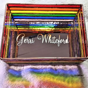 Rainbow Stained Glass - Music Box Option - Personalized - 7x5x3.5 inches bild 5