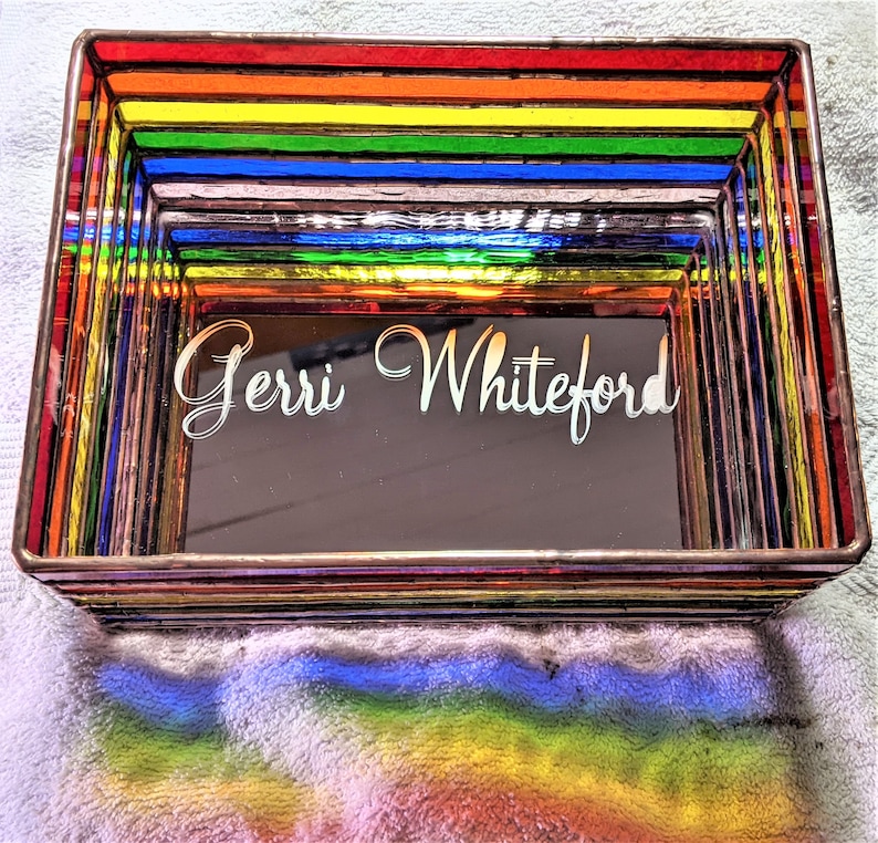 Rainbow Stained Glass - Music Box Option - Personalized - 7x5x3.5 inches bild 5