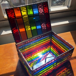 Personalized Stained Glass Rainbow Jewelry Box