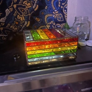 Rainbow Stained Glass - Music Box Option - Personalized - 7x5x3.5 inches bild 9