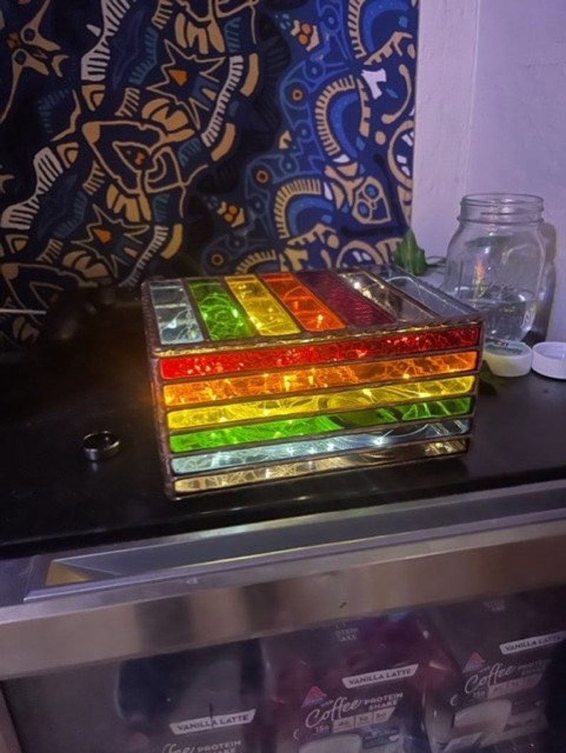 Rainbow Stained Glass - Music Box Option - Personalized - 7x5x3.5 inches bild 9