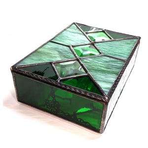 Antique Stained Glass Jewelry Trinket Boxes - Personalized / Unique handmade  7"x5"x2"