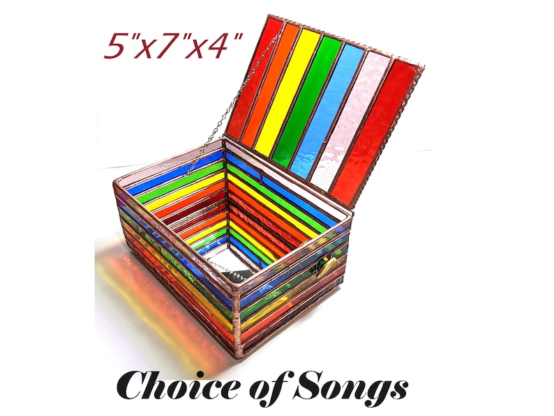 Rainbow Stained Glass - Music Box Option - Personalized - 7x5x3.5 inches bild 10