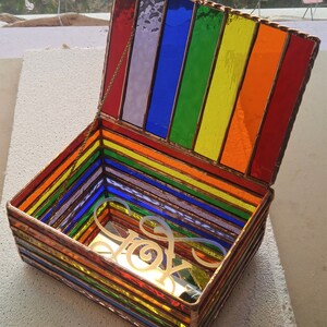 Rainbow Stained Glass - Music Box Option - Personalized - 7x5x3.5 inches bild 6