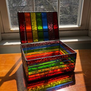 Rainbow Stained Glass - Music Box Option - Personalized - 7x5x3.5 inches bild 2