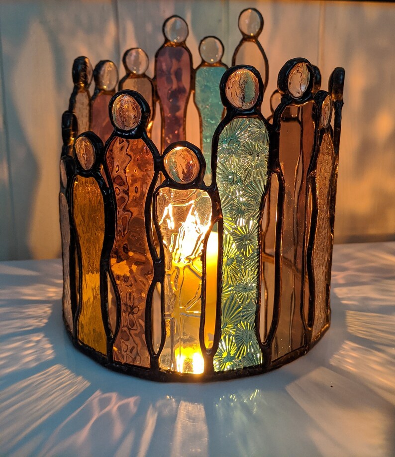 Stained Glass circle of Friends Candle Holders Etsy Canada