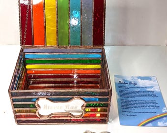 Glass Pet Urn: Rainbow Stained Glass - With Nameplate