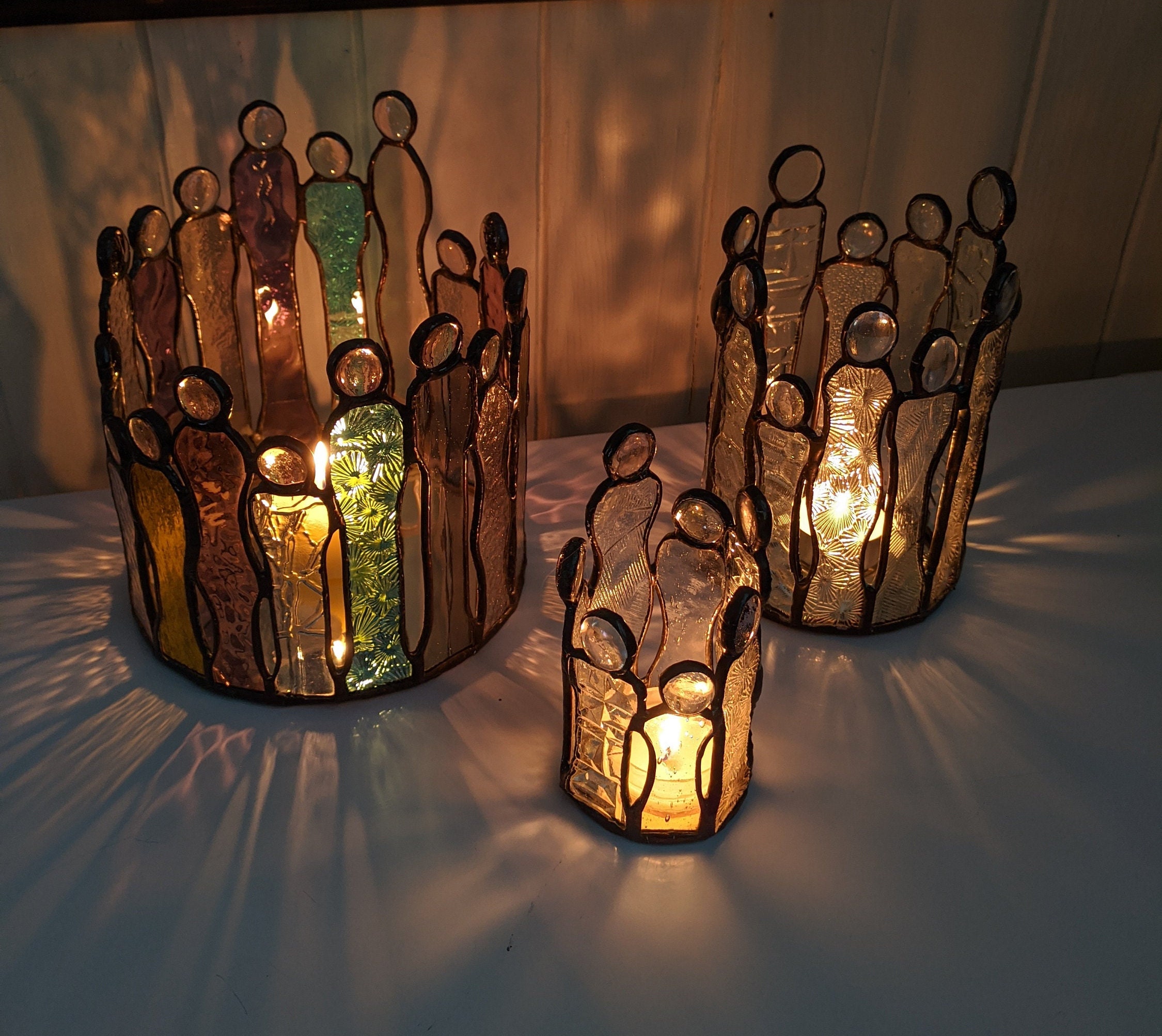 Stained Glass circle of Friends Candle Holders Etsy Canada