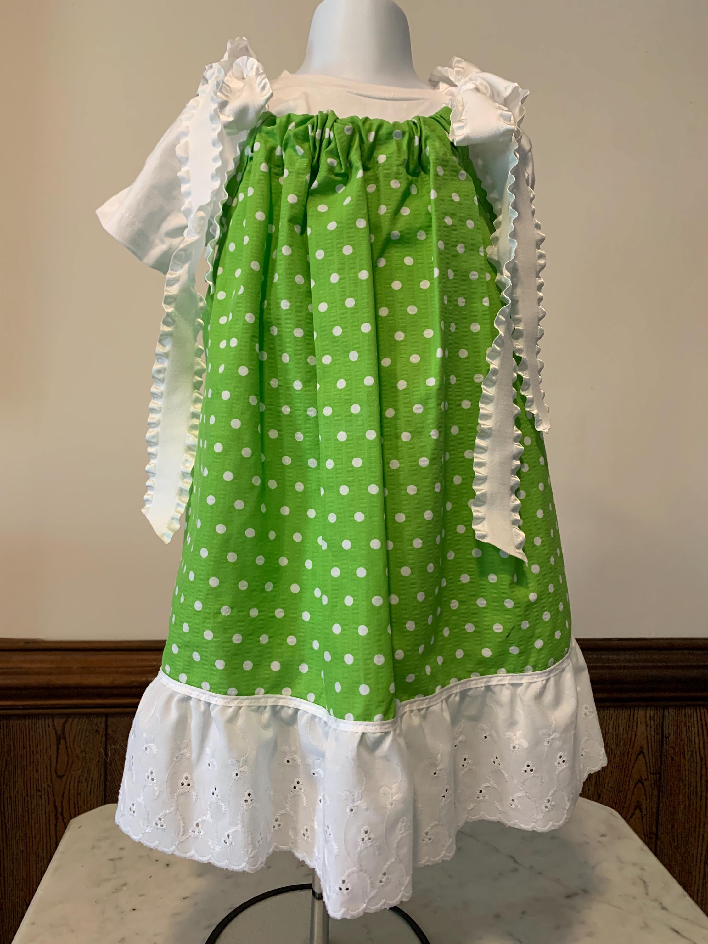 green dress white spots Shiny Stripes Plumage Dress main image 1