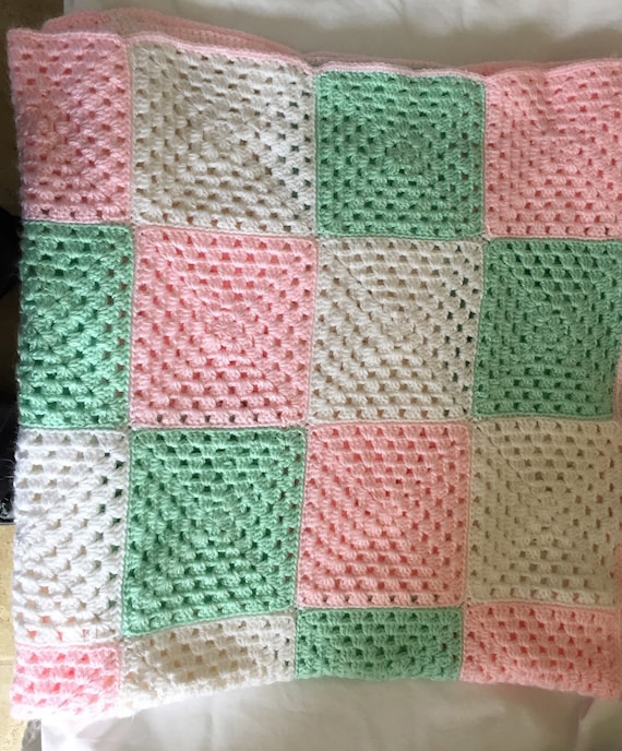pink and green baby blanket