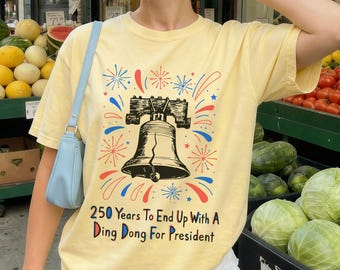 Fourth of July Funny Anti Trump T-Shirt, Subtle F Trump Tee, USA 250 Birthday America 250th Anniversary Political Satire Gift
